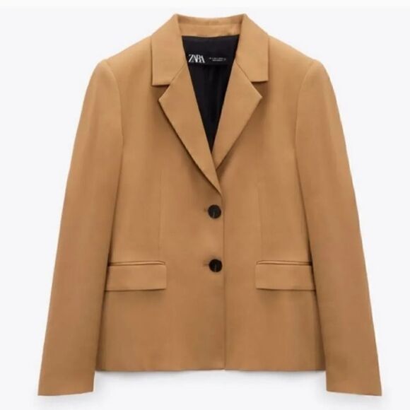 NEW Zara Blazer Jacket and Shorts Suit 2 PC Coord Set in Camel Size XS/Small - Picture 2 of 16